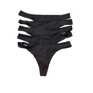 Pact Black Thong Bikini Underwear Organic Cotton Pack Of 5 Size XL